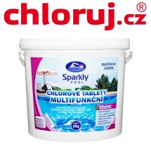 Sparkly POOL Chlorov&eacute; tablety do baz&eacute;nu 5v1 multifunkčn&iacute;  200 g 5 kg 